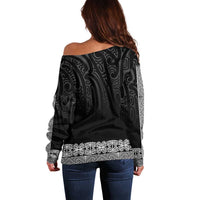 New Zealand Maori Kowhaiwhai Off Shoulder Sweater Pango Maui and Mangopare