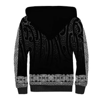 New Zealand Maori Kowhaiwhai Sherpa Hoodie Pango Maui and Mangopare