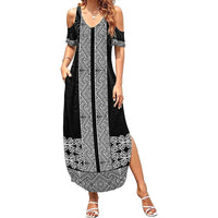 New Zealand Maori Kowhaiwhai Summer Maxi Dress Pango Maui and Mangopare