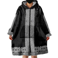 New Zealand Maori Kowhaiwhai Wearable Blanket Hoodie Pango Maui and Mangopare