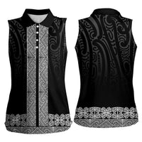 New Zealand Maori Kowhaiwhai Women Sleeveless Polo Shirt Pango Maui and Mangopare
