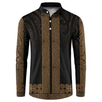 New Zealand Maori Kowhaiwhai Button Sweatshirt Parauri Maui and Mangopare