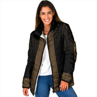 New Zealand Maori Kowhaiwhai Padded Jacket Parauri Maui and Mangopare - Polynesian Pride
