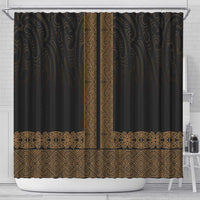 New Zealand Maori Kowhaiwhai Shower Curtain Parauri Maui and Mangopare