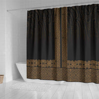 New Zealand Maori Kowhaiwhai Shower Curtain Parauri Maui and Mangopare