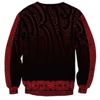 New Zealand Maori Kowhaiwhai Sweatshirt Whero Maui and Mangopare