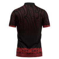 New Zealand Maori Kowhaiwhai Zipper Polo Shirt Whero Maui and Mangopare - Polynesian Pride