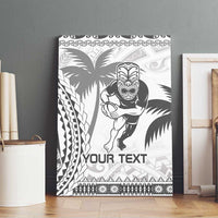 Custom Fiji Black Fern Canvas Wall Art Maori Warroir with Fijian Masi Pattern