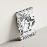 Custom Fiji Black Fern Canvas Wall Art Maori Warroir with Fijian Masi Pattern