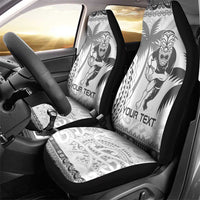 Custom Fiji Black Fern Car Seat Cover Maori Warroir with Fijian Masi Pattern