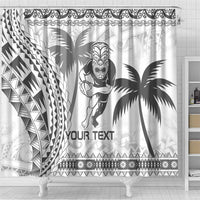 Custom Fiji Black Fern Shower Curtain Maori Warroir with Fijian Masi Pattern