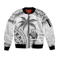 Custom Fiji Black Fern Sleeve Zip Bomber Jacket Maori Warroir with Fijian Masi Pattern