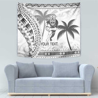 Custom Fiji Black Fern Tapestry Maori Warroir with Fijian Masi Pattern LT9 - Polynesian Pride
