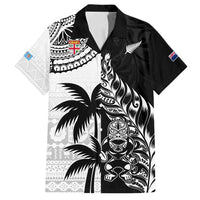 Custom Fiji New Zealand Family Matching Off Shoulder Maxi Dress and Hawaiian Shirt Maori mix Tapa Pattern Version LT9 Dad's Shirt - Short Sleeve Black - Polynesian Pride