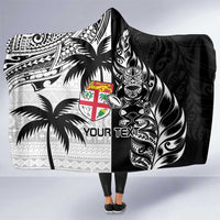 Custom Fiji New Zealand Hooded Blanket Maori mix Tapa Pattern Version LT9 One Size Black - Polynesian Pride