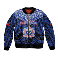 Custom Manu Samoa Sevens Rugby Bomber Jacket Samoan Tribal Tattoo LT9 Unisex Blue - Polynesian Pride