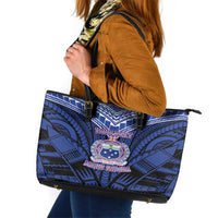 Custom Manu Samoa Sevens Rugby Leather Tote Bag Samoan Tribal Tattoo LT9 Blue - Polynesian Pride