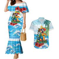 Funny Parrot Margarita Five O'clock Somewhere Couples Matching Mermaid Dress and Hawaiian Shirt