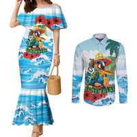 Funny Parrot Margarita Five O'clock Somewhere Couples Matching Mermaid Dress and Long Sleeve Button Shirt