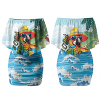 Funny Parrot Margarita Five O'clock Somewhere Couples Matching Off Shoulder Short Dress and Hawaiian Shirt LT9 - Polynesian Pride