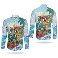 Funny Parrot Margarita Five O'clock Somewhere Couples Matching Off Shoulder Short Dress and Long Sleeve Button Shirt LT9 - Polynesian Pride
