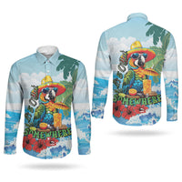 Funny Parrot Margarita Five O'clock Somewhere Couples Matching Short Sleeve Bodycon Dress and Long Sleeve Button Shirt LT9 - Polynesian Pride