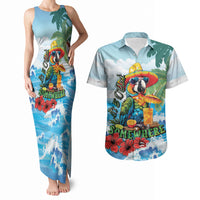 Funny Parrot Margarita Five O'clock Somewhere Couples Matching Tank Maxi Dress and Hawaiian Shirt LT9 Blue - Polynesian Pride