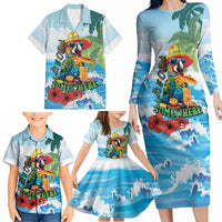 Funny Parrot Margarita Five O'clock Somewhere Family Matching Long Sleeve Bodycon Dress and Hawaiian Shirt LT9 - Polynesian Pride