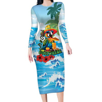 Funny Parrot Margarita Five O'clock Somewhere Family Matching Long Sleeve Bodycon Dress and Hawaiian Shirt