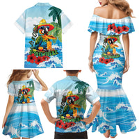 Funny Parrot Margarita Five O'clock Somewhere Family Matching Mermaid Dress and Hawaiian Shirt