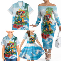 Funny Parrot Margarita Five O'clock Somewhere Family Matching Off The Shoulder Long Sleeve Dress and Hawaiian Shirt LT9 - Polynesian Pride
