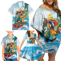 Funny Parrot Margarita Five O'clock Somewhere Family Matching Off Shoulder Short Dress and Hawaiian Shirt LT9 - Polynesian Pride