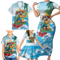 Funny Parrot Margarita Five O'clock Somewhere Family Matching Short Sleeve Bodycon Dress and Hawaiian Shirt LT9 - Polynesian Pride