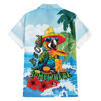 Funny Parrot Margarita Five O'clock Somewhere Family Matching Short Sleeve Bodycon Dress and Hawaiian Shirt