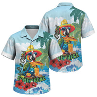Funny Parrot Margarita Five O'clock Somewhere Family Matching Short Sleeve Bodycon Dress and Hawaiian Shirt LT9 Son's Shirt Blue - Polynesian Pride
