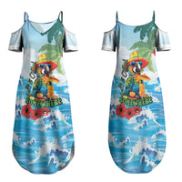Funny Parrot Margarita Five O'clock Somewhere Family Matching Summer Maxi Dress and Hawaiian Shirt LT9 Mom's Dress Blue - Polynesian Pride