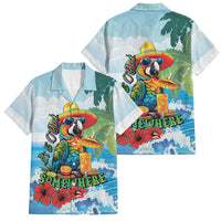 Funny Parrot Margarita Five O'clock Somewhere Family Matching Tank Maxi Dress and Hawaiian Shirt LT9 Dad's Shirt - Short Sleeve Blue - Polynesian Pride