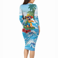 Funny Parrot Margarita Five O'clock Somewhere Long Sleeve Bodycon Dress LT9 - Polynesian Pride