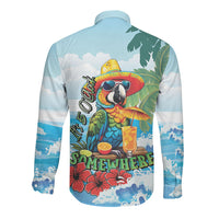 Funny Parrot Margarita Five O'clock Somewhere Long Sleeve Button Shirt LT9 - Polynesian Pride