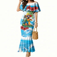 Funny Parrot Margarita Five O'clock Somewhere Mermaid Dress LT9 Women Blue - Polynesian Pride