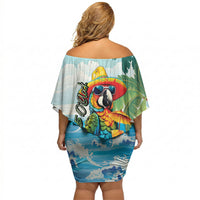 Funny Parrot Margarita Five O'clock Somewhere Off Shoulder Short Dress LT9 - Polynesian Pride