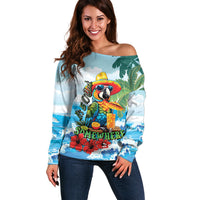 Funny Parrot Margarita Five O'clock Somewhere Off Shoulder Sweater