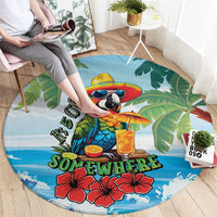 Funny Parrot Margarita Five O'clock Somewhere Round Carpet
