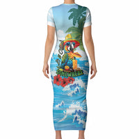 Funny Parrot Margarita Five O'clock Somewhere Short Sleeve Bodycon Dress LT9 - Polynesian Pride