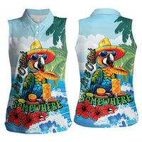 Funny Parrot Margarita Five O'clock Somewhere Women Sleeveless Polo Shirt