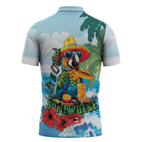 Funny Parrot Margarita Five O'clock Somewhere Zipper Polo Shirt