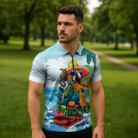Funny Parrot Margarita Five O'clock Somewhere Zipper Polo Shirt LT9 - Polynesian Pride