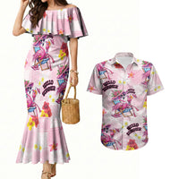 Hawaii Flamingo Hello Summer Couples Matching Mermaid Dress and Hawaiian Shirt Hawaiian Quilt Pattern LT9 Pink - Polynesian Pride
