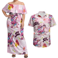 Hawaii Flamingo Hello Summer Couples Matching Off Shoulder Maxi Dress and Hawaiian Shirt Hawaiian Quilt Pattern LT9 Pink - Polynesian Pride