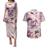 Hawaii Flamingo Hello Summer Couples Matching Puletasi and Hawaiian Shirt Hawaiian Quilt Pattern LT9 Pink - Polynesian Pride